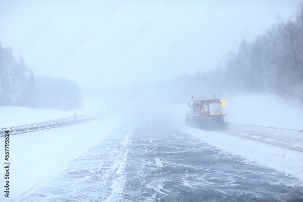 winter highway snowfall background fog poor visibility winter highway snowfall background fog poor visibility