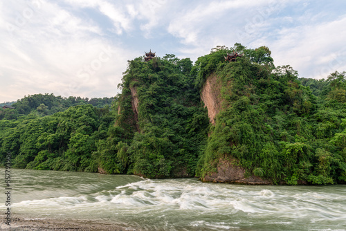 The Dujiang Dam landscape in Chengdu city, China.