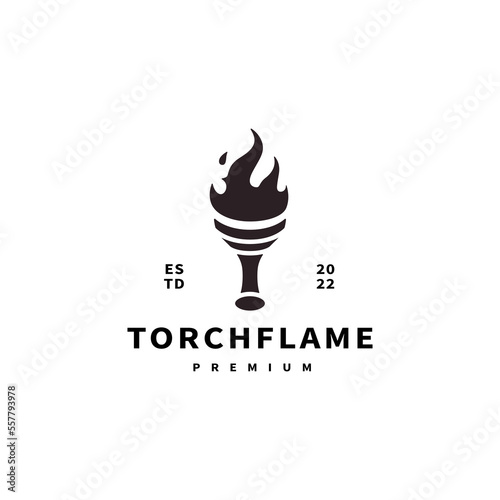 vintage Burning torch flame logo design illustration