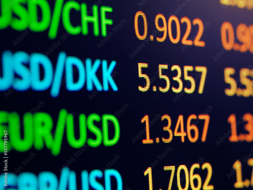 Forex currency exchange rates closeup