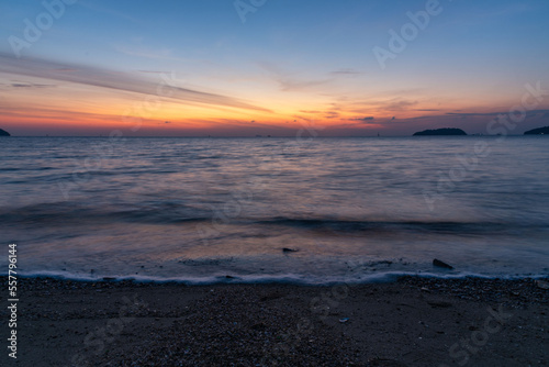 View of beautiful sky in before sunrise at Phuket city, Thailand.