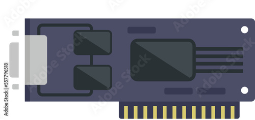 Video card display icon flat vector. Computer graphic. Cpu cooler isolated