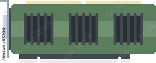 Cpu video card icon flat vector. Gpu fan. Chip ram isolated