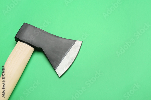 Ax on green background, clo...