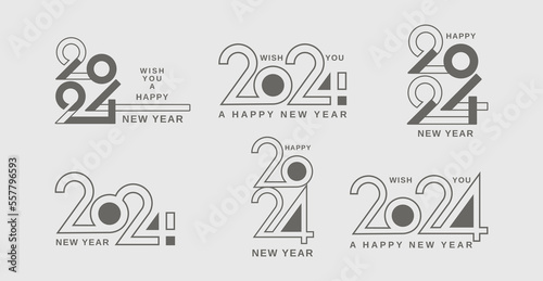 Set of 2024 new year with modern design style. Creative concept of 2024 typography logo 