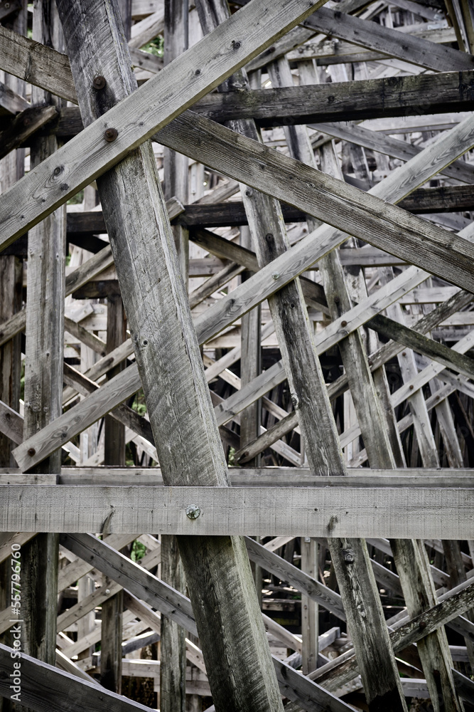 Trestle bridge abstract wooden framework Trestle bridge abstract wooden framework