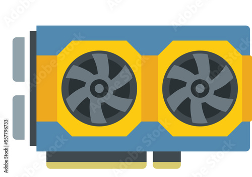 Video card processor icon flat vector. Computer gpu. Cpu cooler isolated