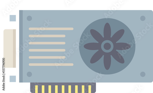 Mining video card icon flat vector. Computer gpu. Pc fan isolated