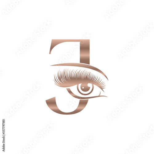 Luxury Beauty Eye Lashes Logo Letter J