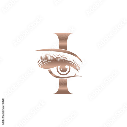 Luxury Beauty Eye Lashes Logo Letter I