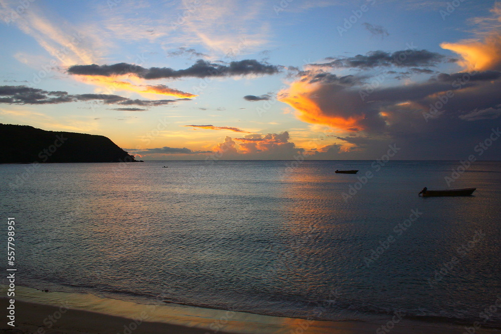 Fototapeta premium Tropical sandy beach at summer day in Fiji Islands, Pacific ocean