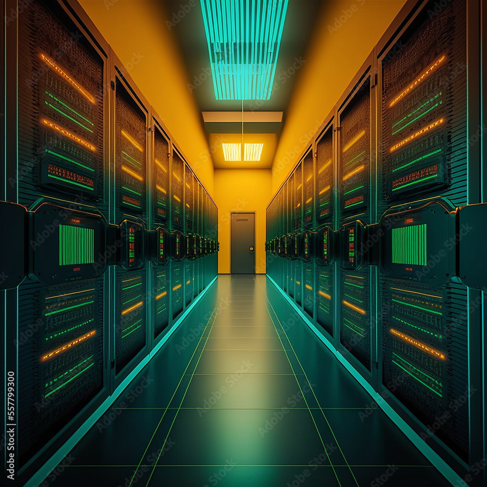 Fototapeta premium Futuristischer Korridor von Server, Super-Computer