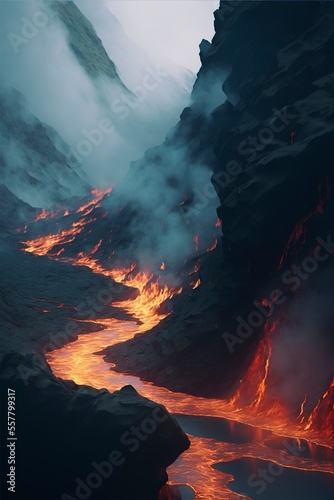 smoky lava flow