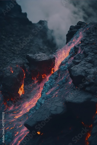 smoky lava flow