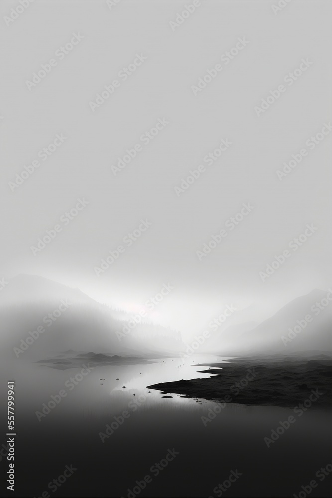 minimal abstraction of a vast foggy landscape
