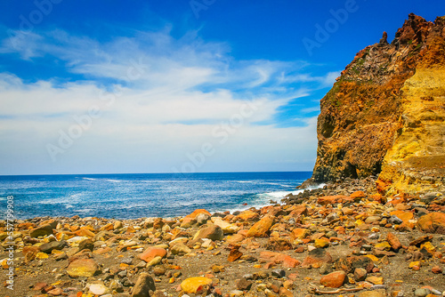 beach in Volcanic landscape, active volcano white island, north New Zealand photo