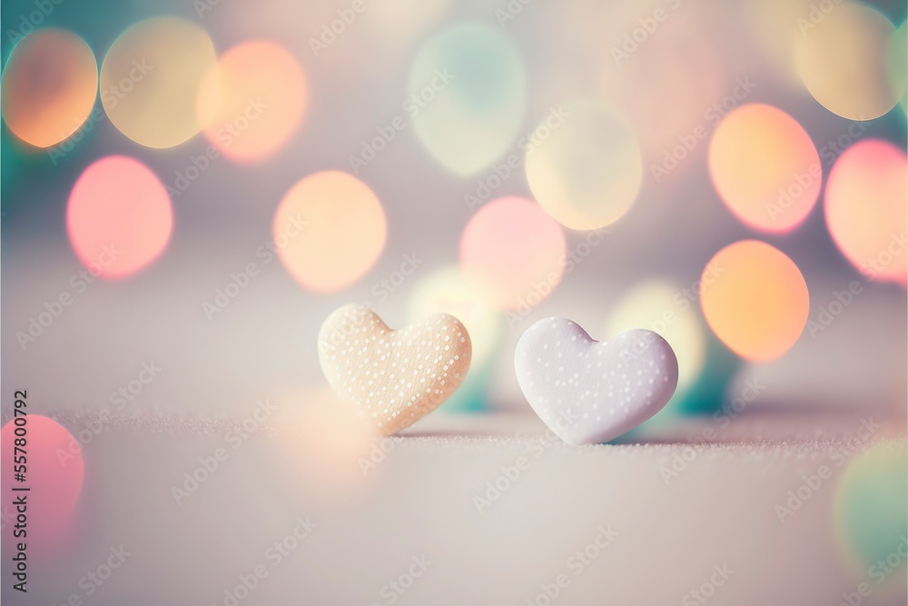 Fototapeta premium Cute hearts, Valentine's Day, bokeh lights Micro hearts.