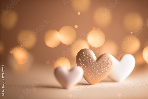 Cute hearts Brown, Valentine's Day, bokeh lights Micro hearts.