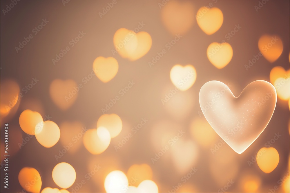Fototapeta premium Cute hearts yellow, Valentine's Day, bokeh lights Micro hearts.