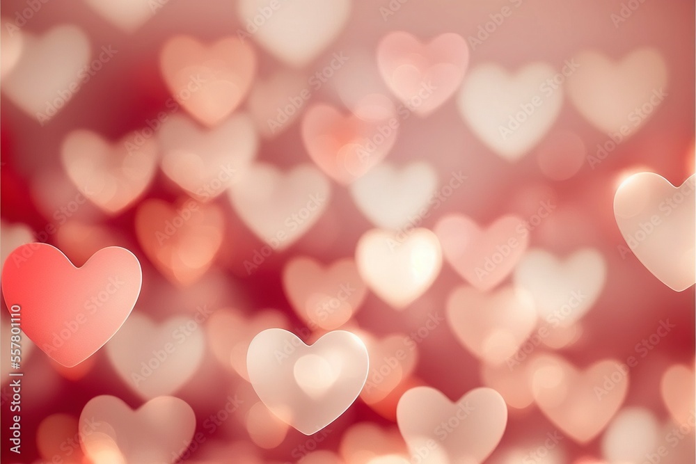 Valentine's Day, bokeh lights Micro hearts. Cute hearts.