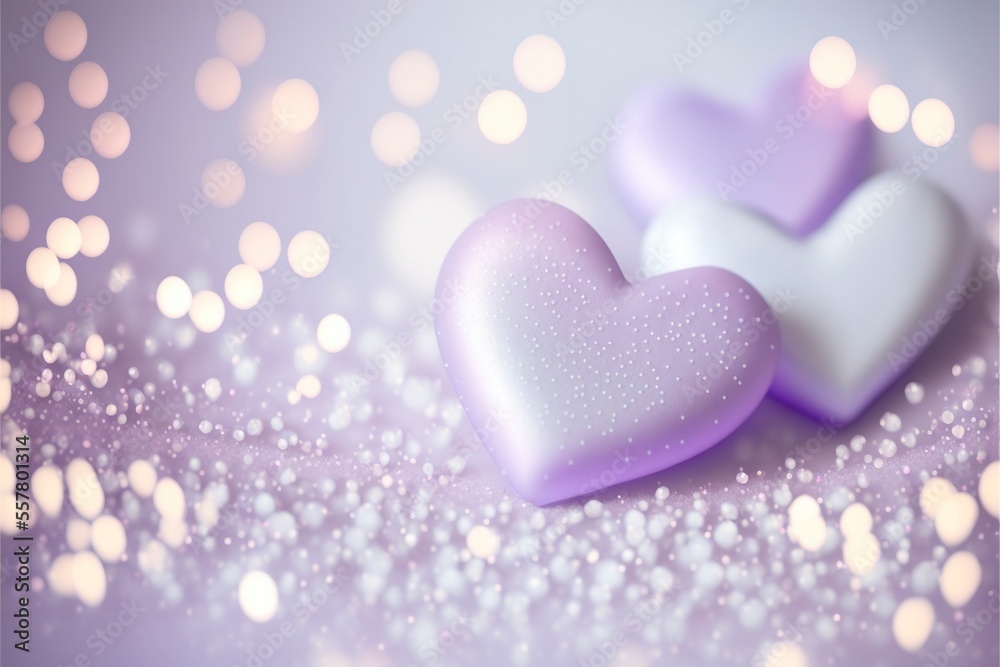 Obraz premium Cute hearts Violet, Valentine's Day, bokeh lights Micro hearts. 