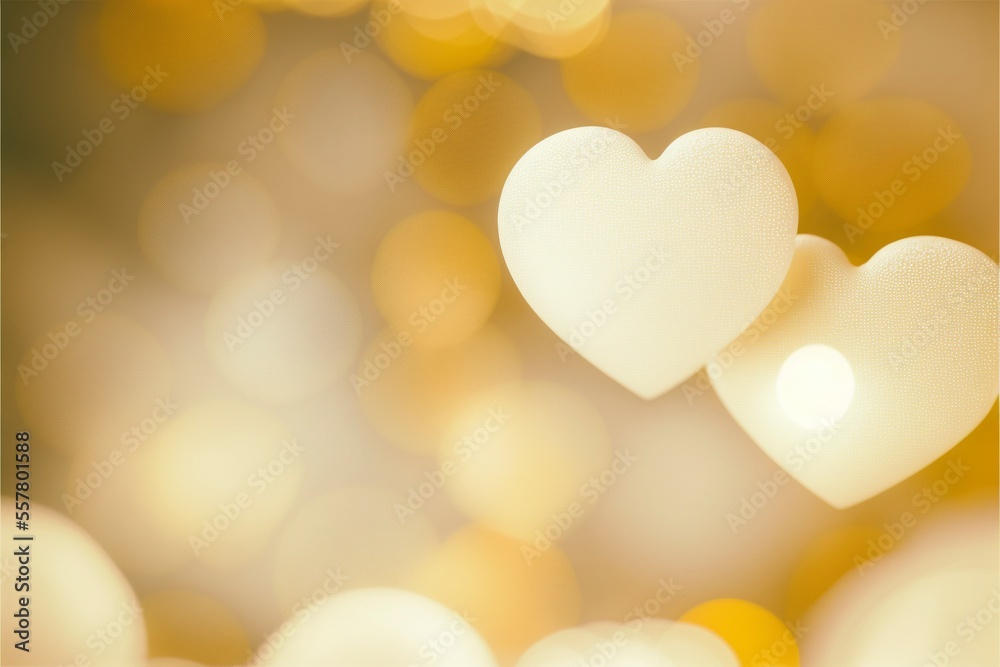 Cute hearts yellow, Valentine's Day, bokeh lights Micro hearts.	