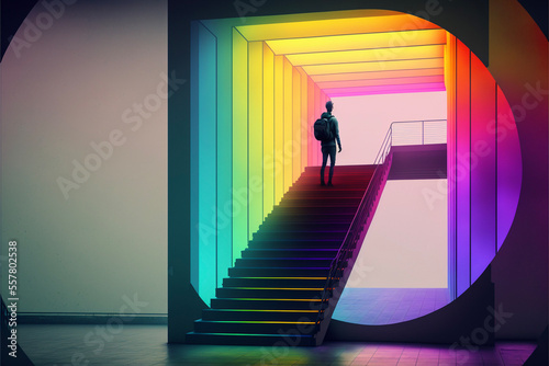 person standing on stairs