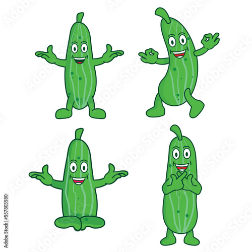 Cute pickle cucumber collection set. Funny and humorous cartoon pickle in flat style. Vegetable clipart vector illustration template