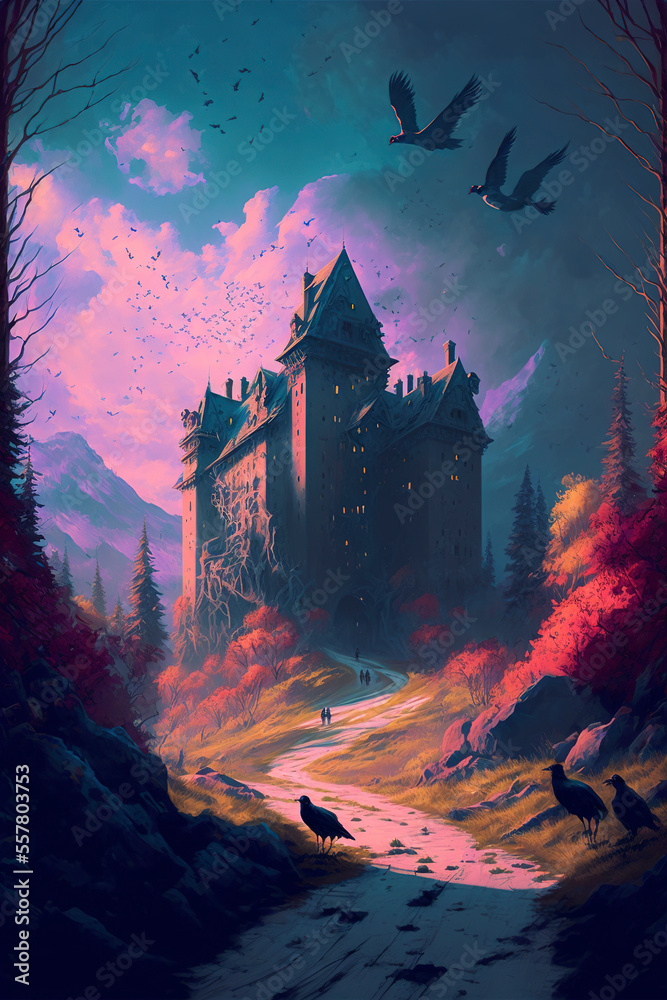 Abandoned castle in the forest
