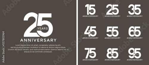 set of anniversary logo style white color on black background for special moment
