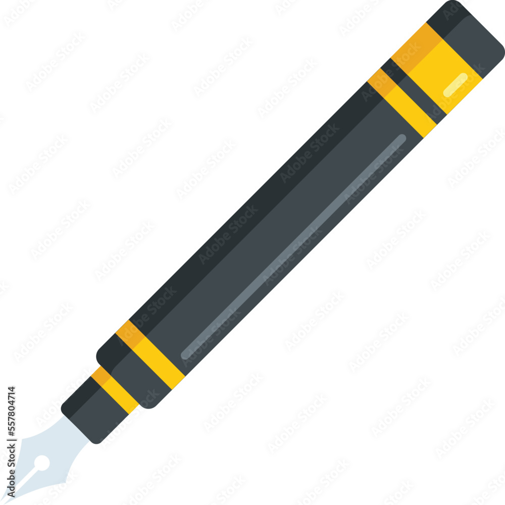 Calligraphy ink pen icon flat vector. Nib tool. Writing pencil isolated Calligraphy ink pen icon flat vector. Nib tool. Writing pencil isolated