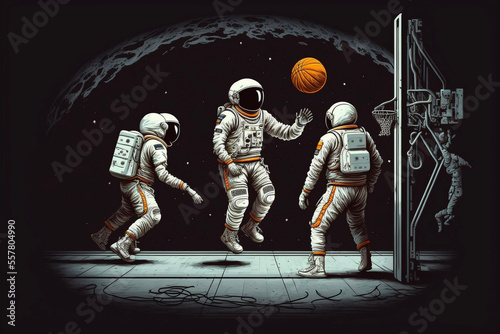Astronauts Playing Basketball