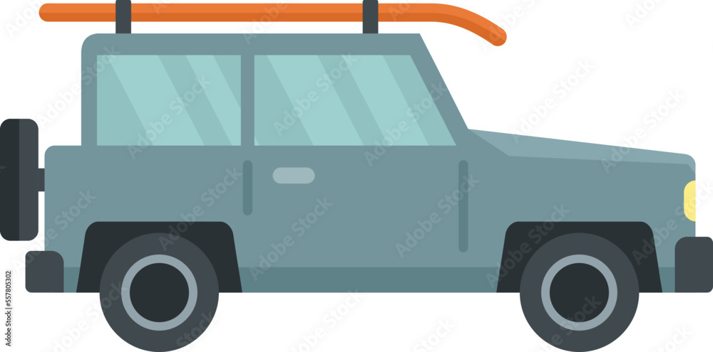 Sup surf jeep icon flat vector. Stand board. Surfer lake isolated Sup surf jeep icon flat vector. Stand board. Surfer lake isolated