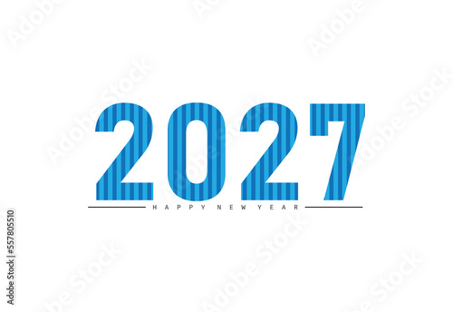 2027 happy new year blue color vector, 2027 number design, 2027 year vector illustration, Black lettering number template, typography logo, new year celebration.