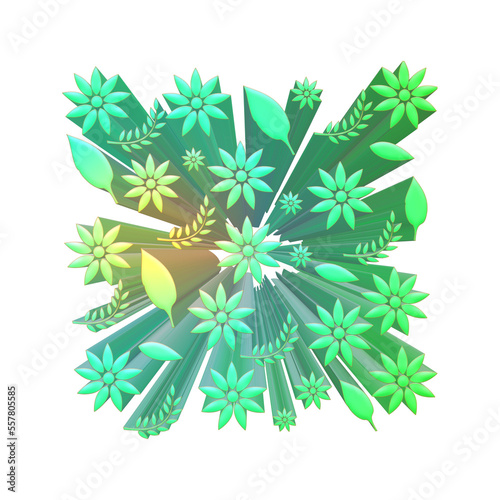 christmas tree made of snowflakes 3d colorful white background