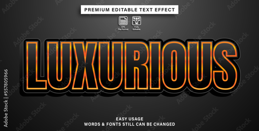 editable text effect luxurious