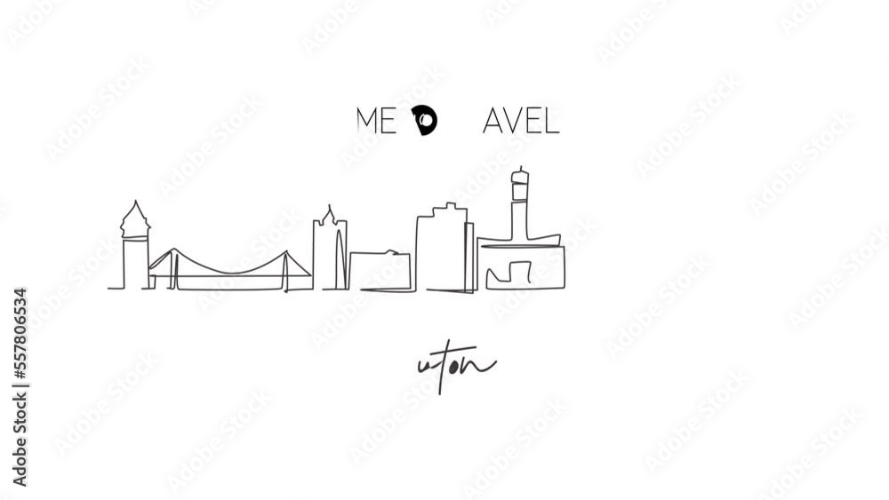 Animated self drawing of continuous one line draw Luton city skyline, England. Historical town landscape in the world. Best holiday destination. Editable stroke. Full length single line animation Animated self drawing of continuous one line draw Luton city skyline, England. Historical town landscape in the world. Best holiday destination. Editable stroke. Full length single line animation