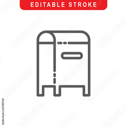 Mailbox Outline Icon. Mailbox Line Art Logo. Vector Illustration. Isolated on White Background. Editable Stroke