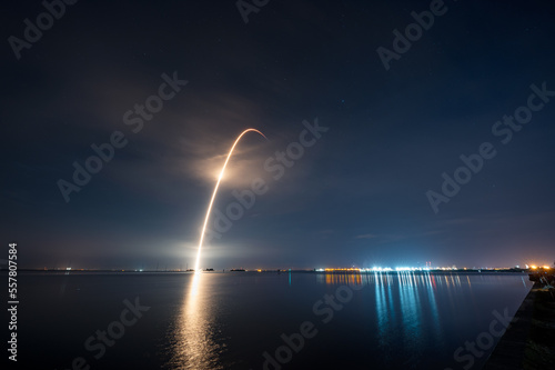 Long exposure of the SpaceX Starlink V1.0-L22 Launch on March 24, 2021 in Florida.