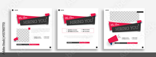 We are hiring job vacancy social media post banner design template. We are hiring job vacancy square web banner design.	