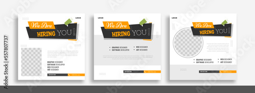 We are hiring job vacancy social media post banner design template. We are hiring job vacancy square web banner design.	 photo