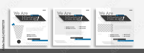 We are hiring job vacancy social media post banner design template. We are hiring job vacancy square web banner design.	