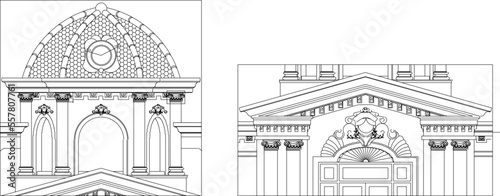 sketch vector illustration of a classic detail mediterranean style church house