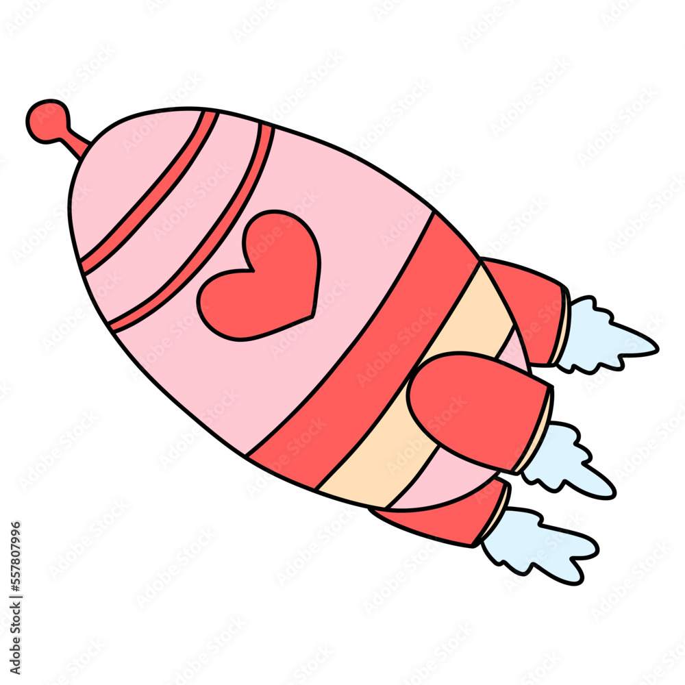 hand drawn rocket for Valentine day, Start and leadership concept hand drawn rocket for Valentine day, Start and leadership concept