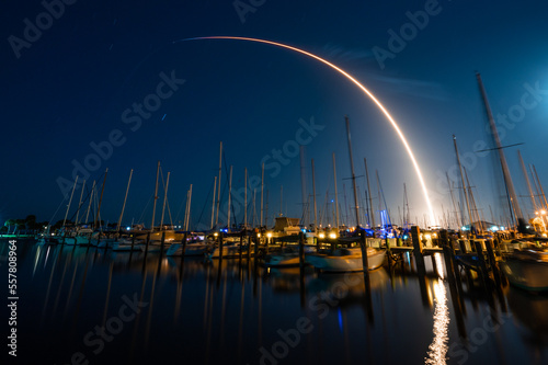 Long exposure of the SpaceX Starlink V1.0-L24 launch from Cape Canaveral Space Force Station (SLC-40) on April 28, 2021.