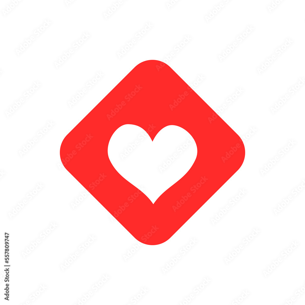 love shape in the diamond square icon. love vector for valentine event.