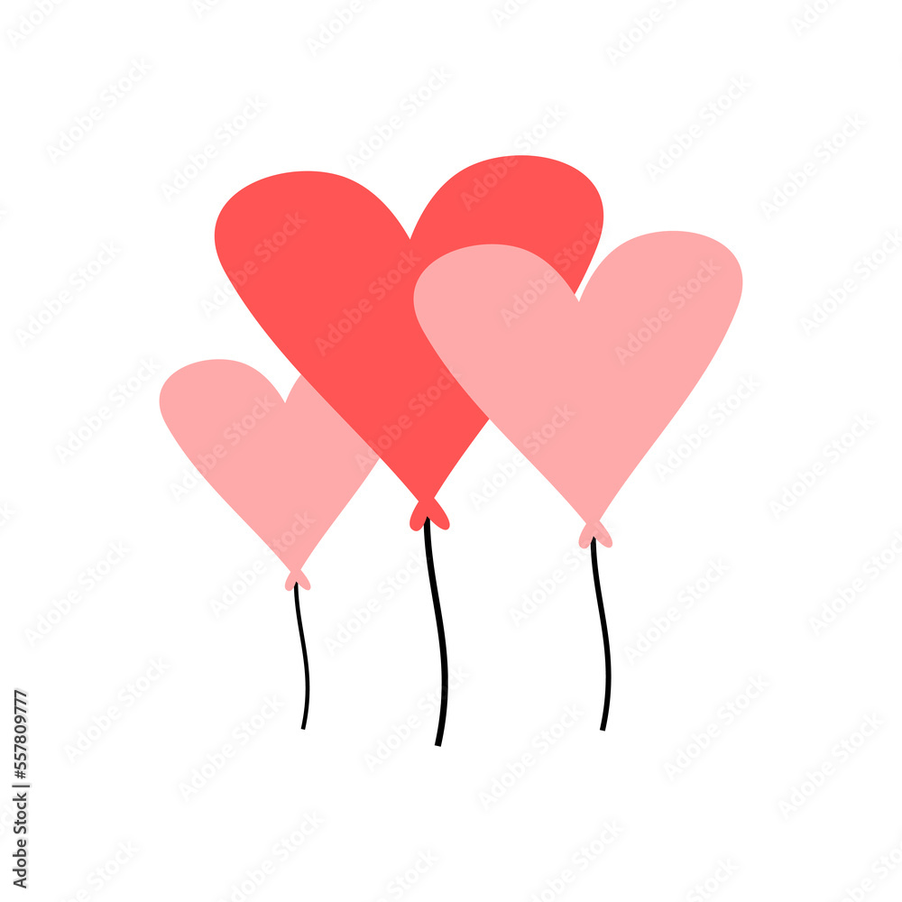 illustration of a three love shape balloon for valentine event.