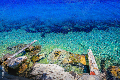 Elaphiti islands  turquoise adriatic beach near Korcula  Dalmatia  Croatia