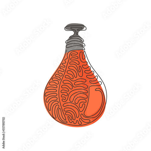 Single continuous line drawing punching boxing speed bag. Hitting speed bag for boxing training. Boxing equipment exercise. Swirl curl style. Dynamic one line draw graphic design vector illustration