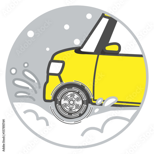 Car got stuck in snowdrift - Close-up